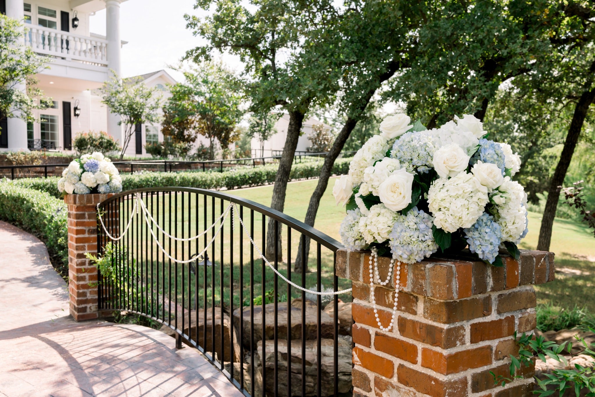 White & Dusty Blue Garden Wedding at Parker Manor