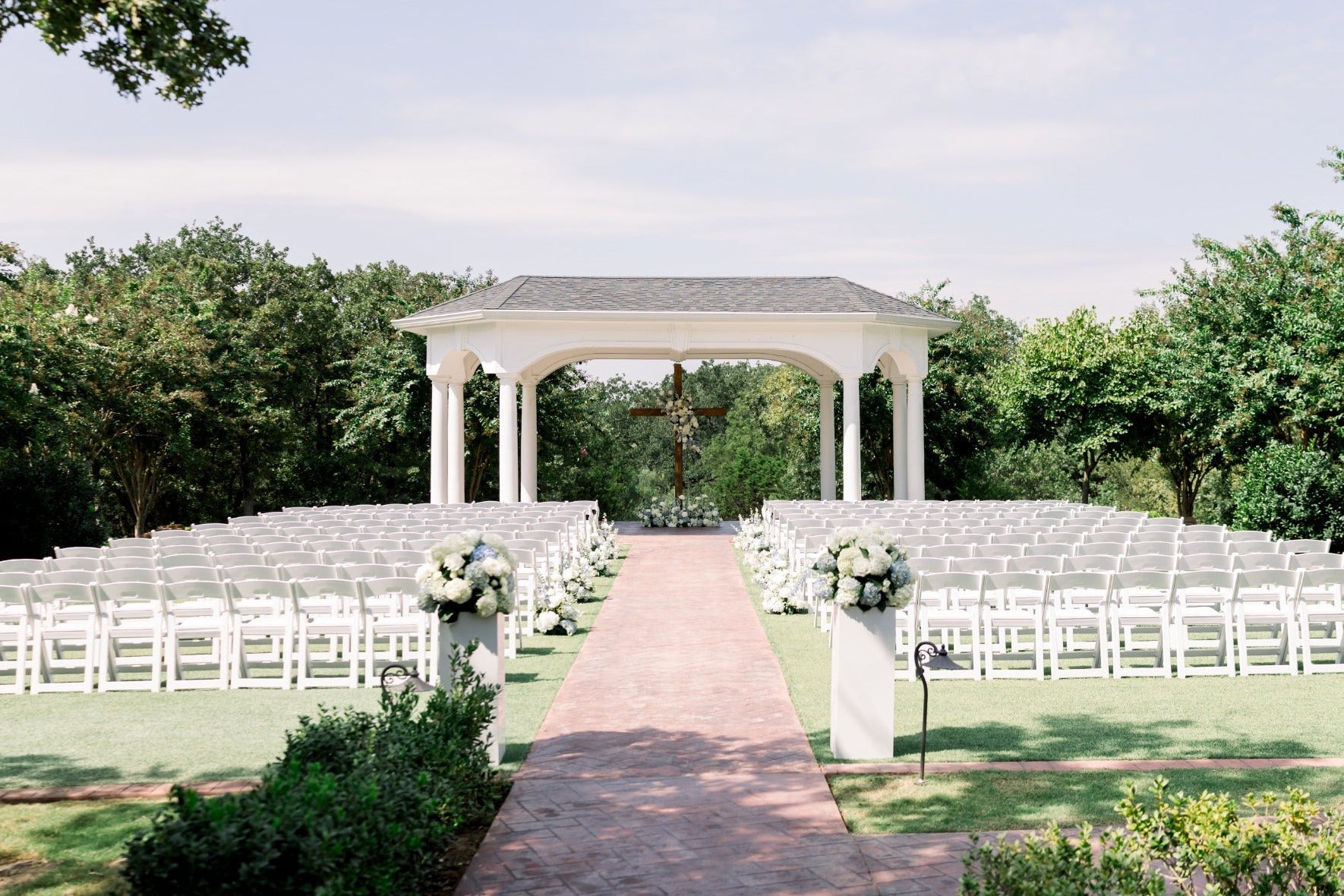 White & Dusty Blue Garden Wedding at Parker Manor